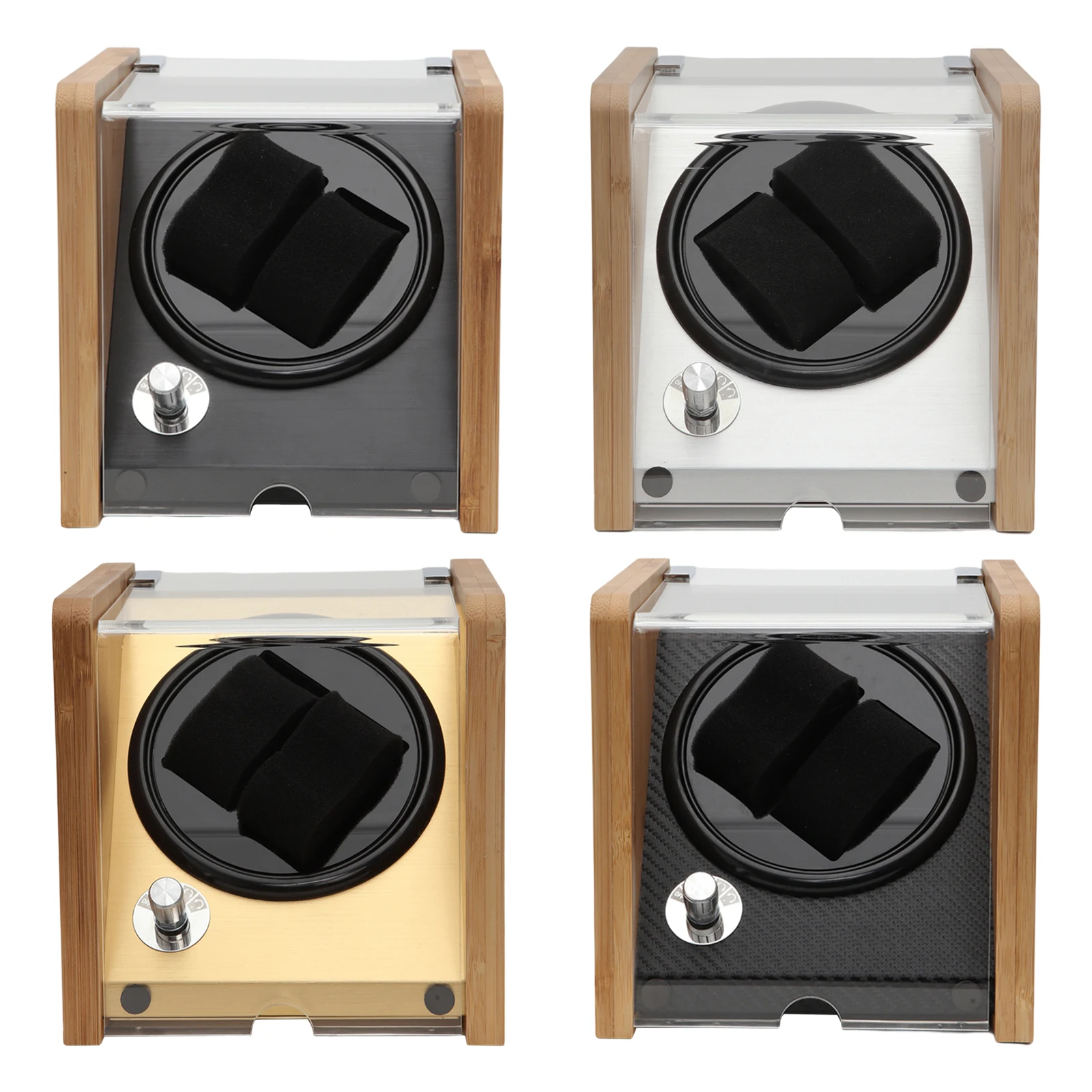 

Double Watch Winder Watch & Transparent Cover for 2 Watch Black