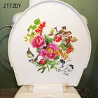 ZTTZDY 23 см  23,7 см в китайском стиле, декор для ванной комнаты, туалета, пионы, цветы и птицы, домашние наклейки на стену, T2-0910