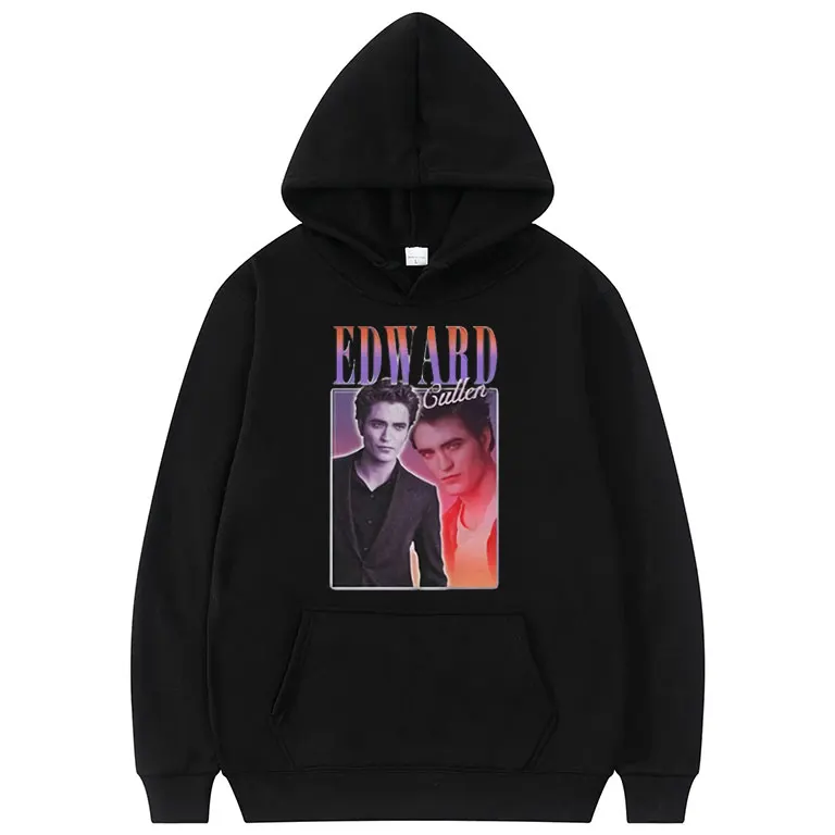 

100% хлопок, Эдвард куллен, манга, винтажная Мужская и женская черная толстовка, Мужская Уличная одежда, классические винтажные худи с графиче...