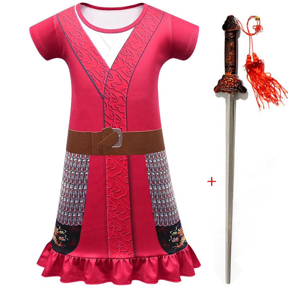 Костюм Мулан для девочек в стиле косплея, костюм дракона Мушу для детей на Хэллоуин, карнавальные костюмы для детей.