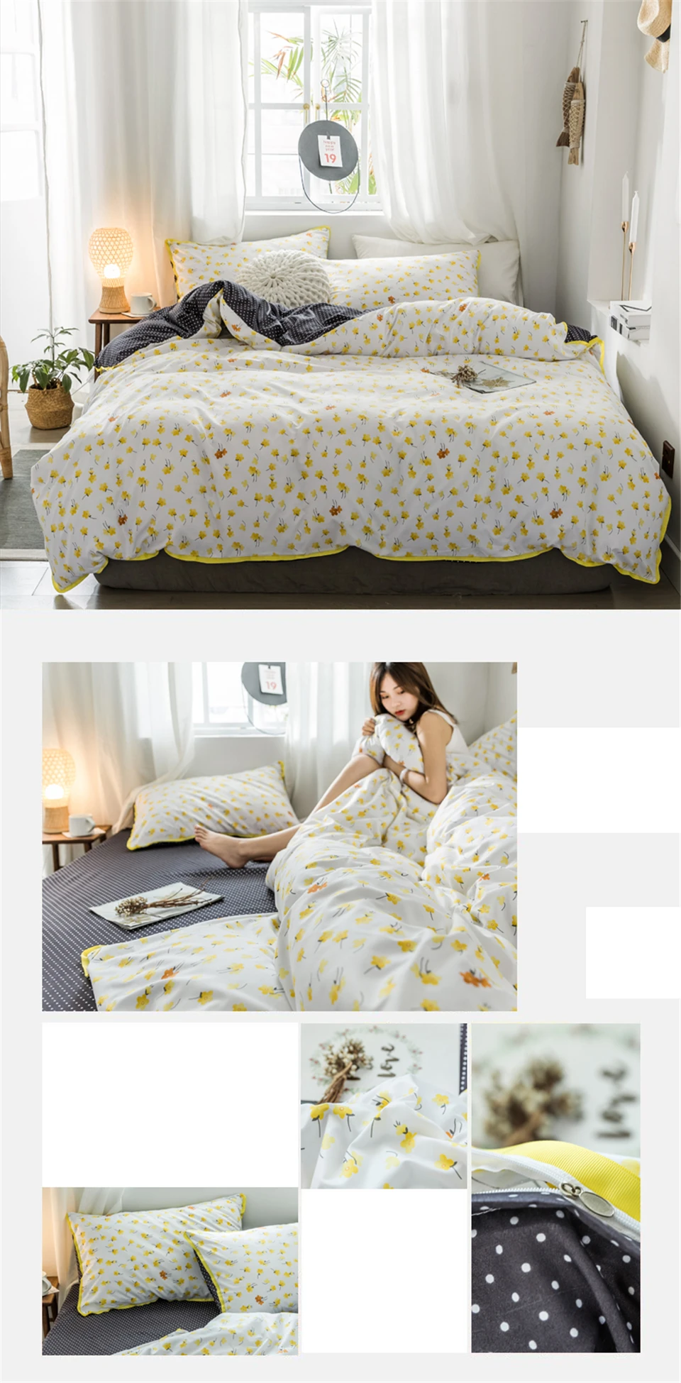 SlowDream Bedding Set Pastoral Style Flowers Bedspread Duvet Cover Set Flat Sheet For Adult Child Single Bed 1.0/1.2 Double