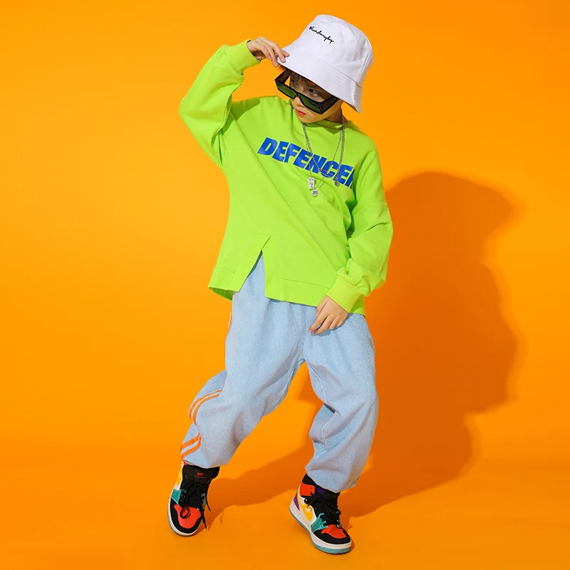 

Kids Streetwear Fashion Casual Hip Hop Denim Pant Boys Girls Loose Jeans Trousers Children Stage Show Clothing