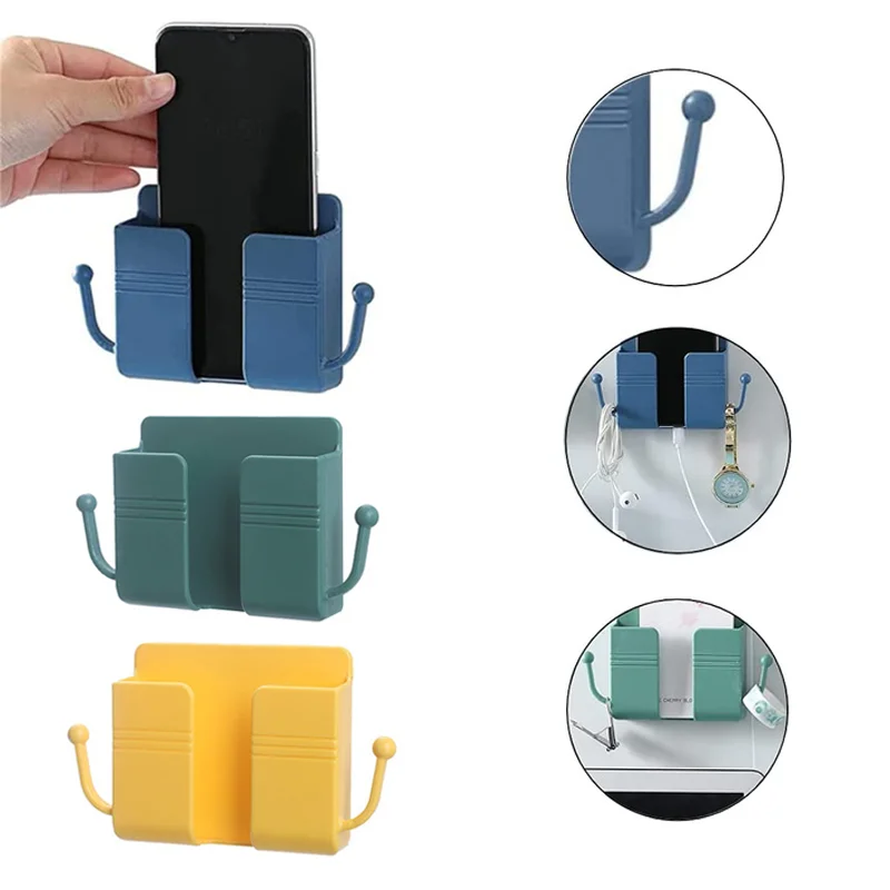 

1pcs Remote Control Storage Box Living Room Creative Simple Mounted Punch Free Rack Mobile Phone Charging Stand