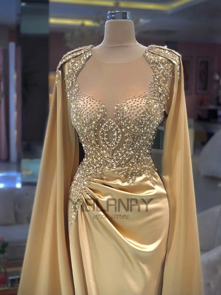 

YILIBER Evening dresses 2021 vintage vlack pearls long sleeves evening gowns beading prom dresses for women short dresses