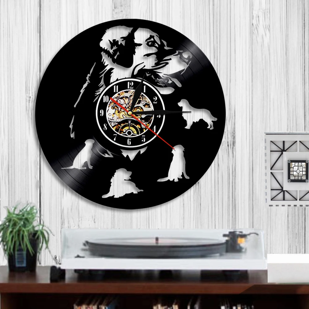Labrador Golden Retriever Dog Vinly Record Wall Clock Puppy Pet 3D Time Clocks Modern Design Home Decor For Lover | Дом и сад