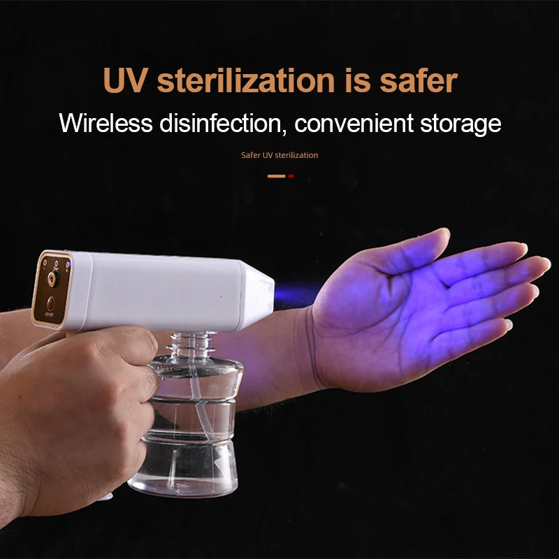 

Adjustable Uniform Fog Disinfection Gun Portable Handheld Wireless Nano Blu-ray Spray With 300ml Capacity Home Sanitize Sprayer