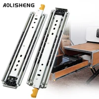 aolisheng 76mm wide three section cold rolled steel with lock fully retractable ball bearing industrial heavy duty drawer slide