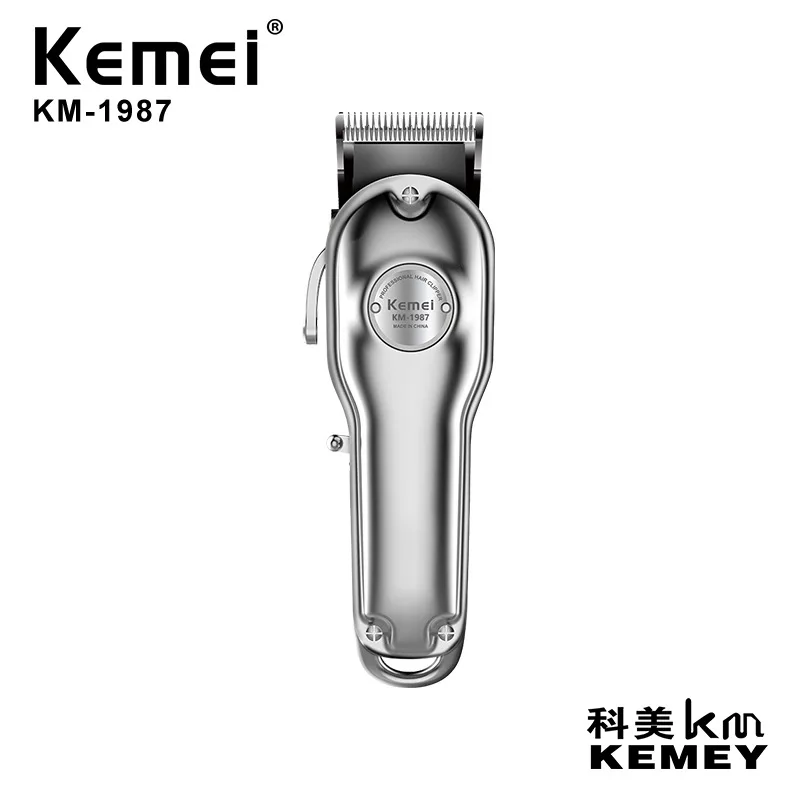 Kemei 1987 Professional Electric All Metal Hair Clipper Powerful Cordless Hair Trimmer Men Silver Gold Haircut Machine Barber