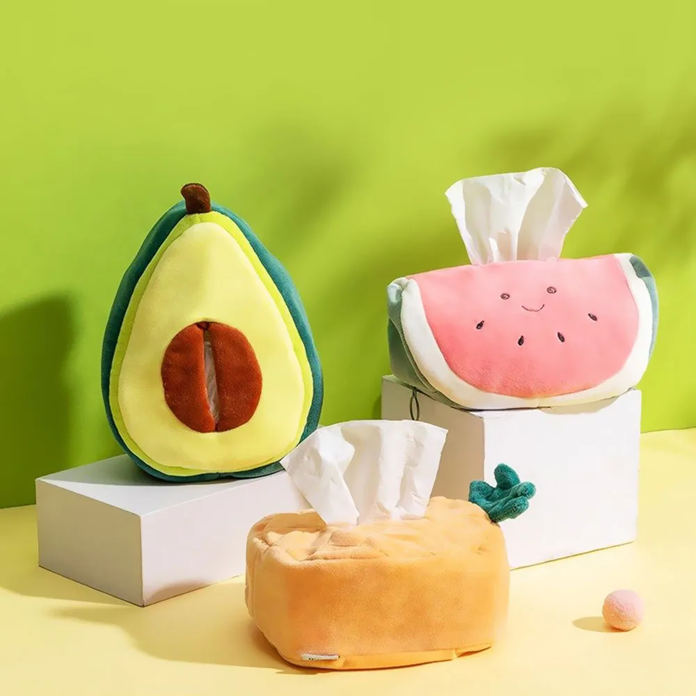 

Avocado Pineapple Watermelon Cartoon Cute Fruit Paper Tissue Box Creative Tissue Box Living Room Household Car Paper Tissue Box