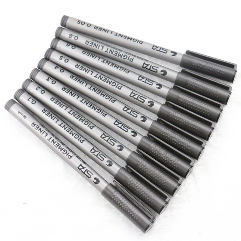 

STA 9pcs Black Micron-Pen Comic Waterproof Hand-drawn Marker Brush Needle pens ink Multiliner Fineliner Sketch Markers Art Pen
