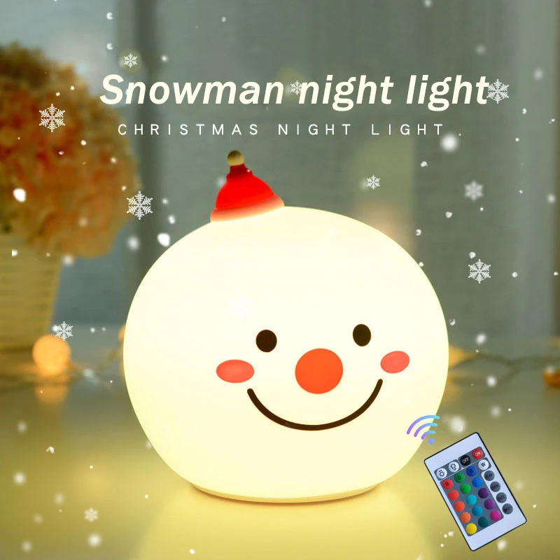 

Рождественское светодиодное украшение для спальни, ночсветильник в виде снеговика, креативная красочная атмосфера, настольная лампа, пода...