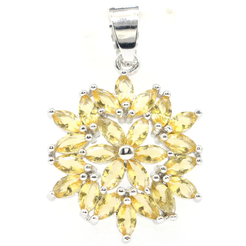 

33x21mm Beautiful Created Golden Citrine Green Peridot Gift For Woman's Silver Pendant