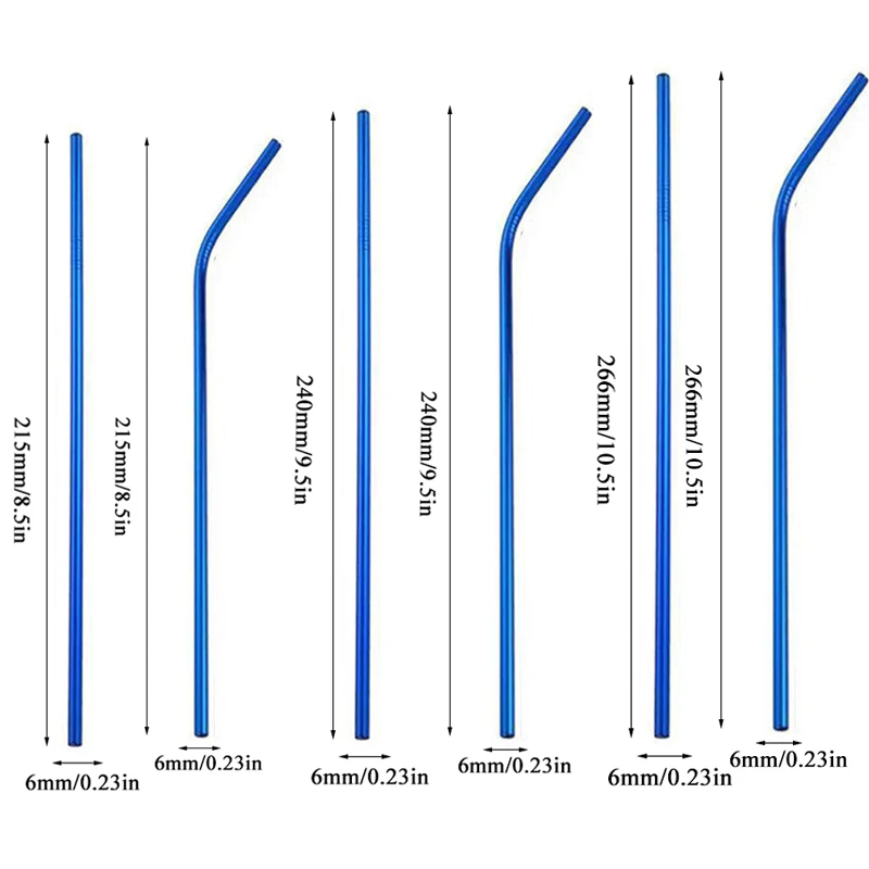 Многоразовая металлическая соломинка для питья 304 из нержавеющей стали с щеткой