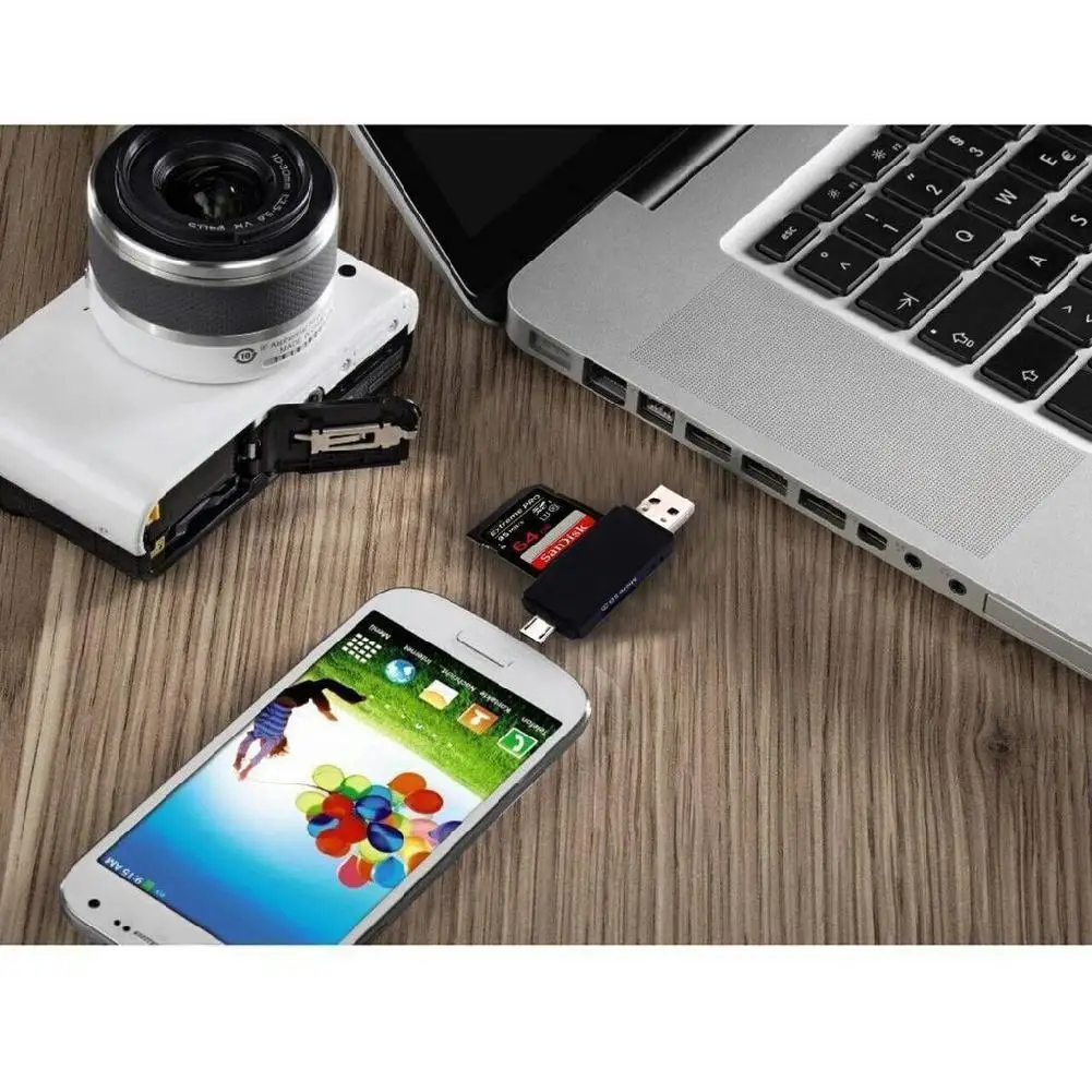 Переходник Micro USB/USB 2 0 кардридер SD/Micro SD с разъемом USB2.0 и USB для планшетов Android