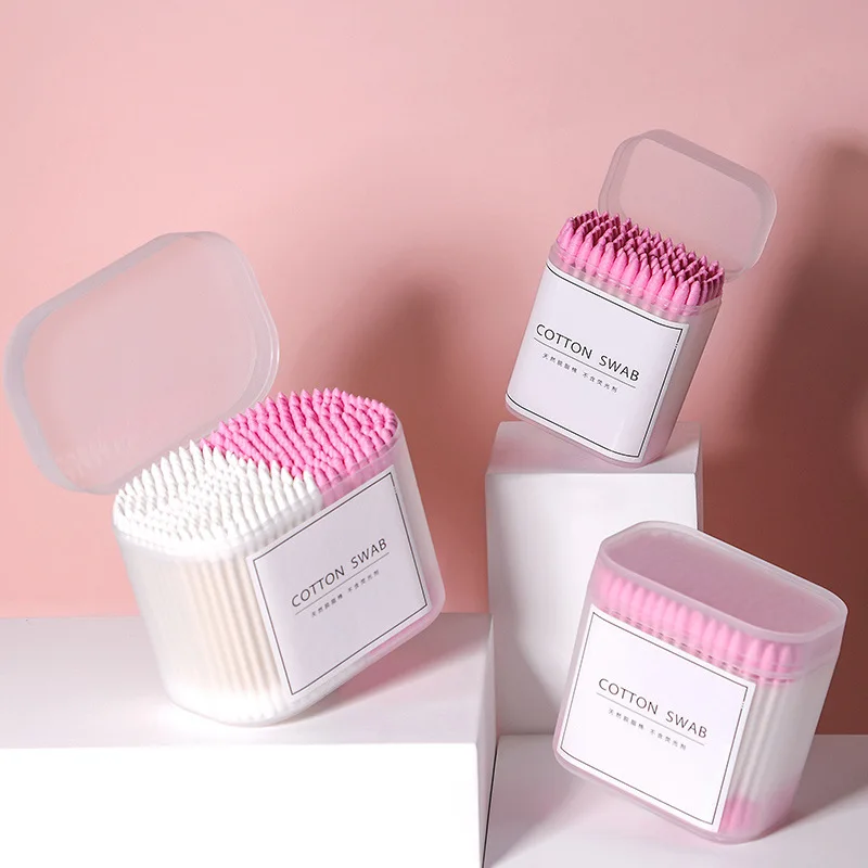 

Cotton Swabs 100% Cotton Double-Tipped Spiral Cotton Buds Wooden Cotton Sticks for Bathroom Beauty Makeup Pet Care Ear Cleaning