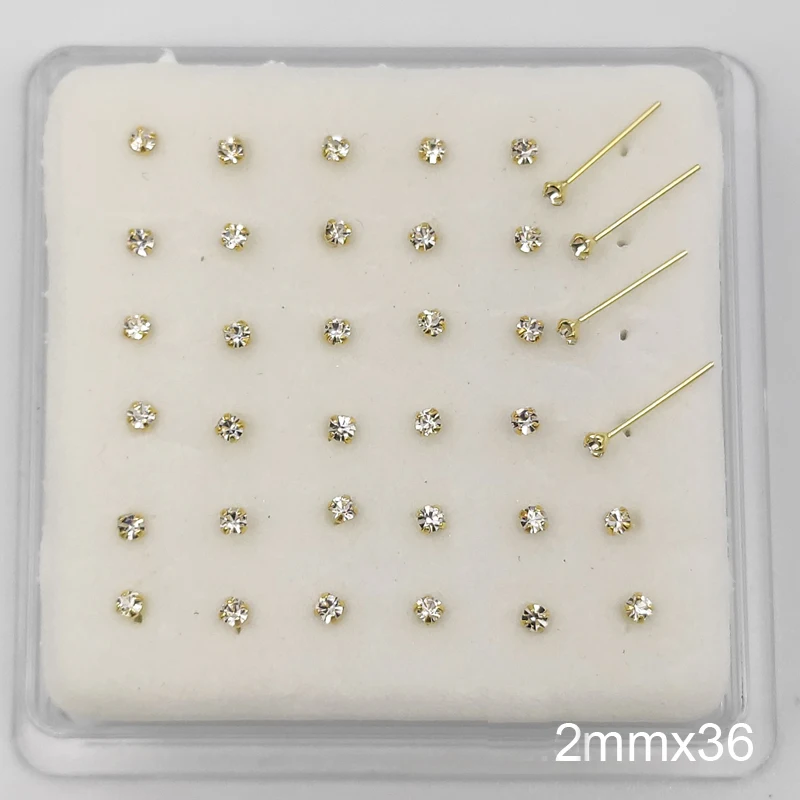 Серебряная шпилька для носа прозрачная пирсинга ювелирное изделие 36