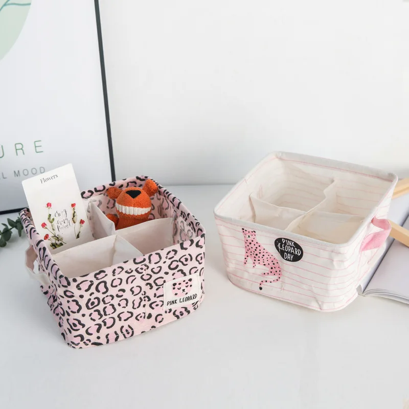 Новые Ящики для хранения 4 сетки Леопардовый принт водонепроницаемый хлопок