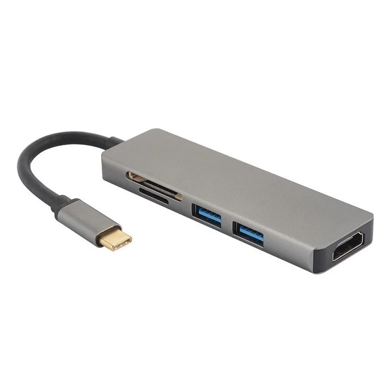 5 в 1 Type-c адаптер USB 3 0 многофункциональный концентратор сплиттер с TF / SD кардридер |