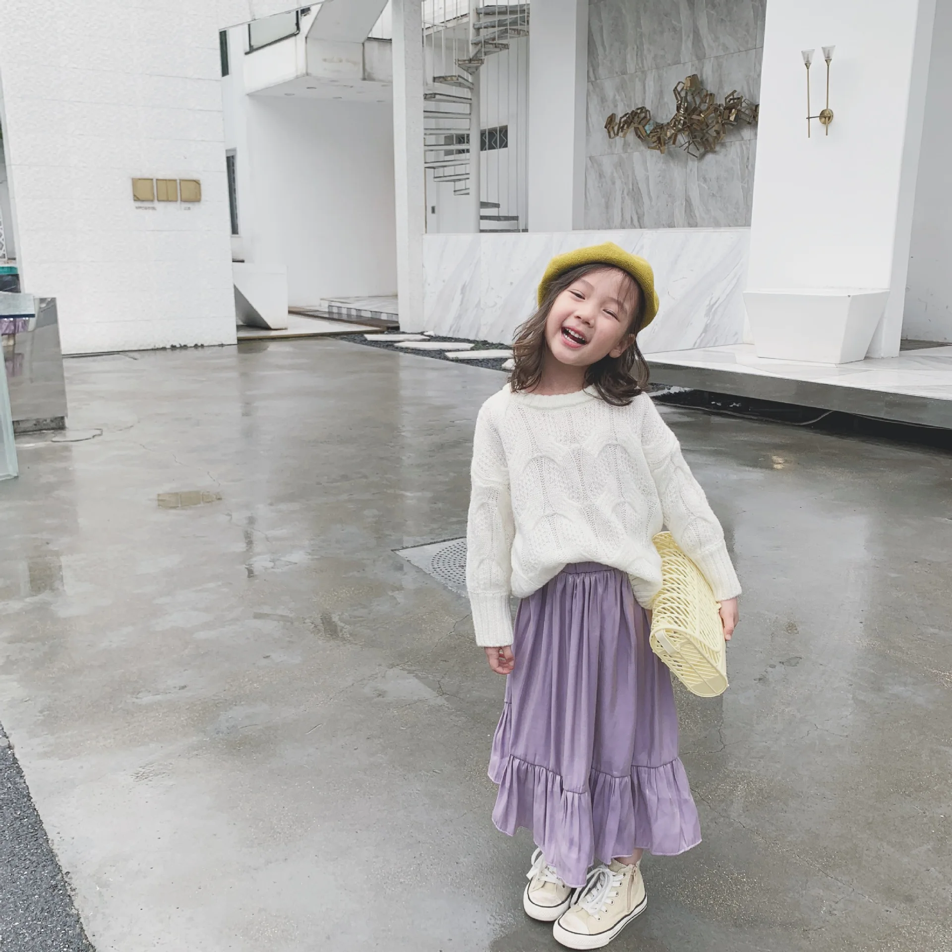 Детский костюм новый осенний белый свитер в Корейском стиле детская одежда для