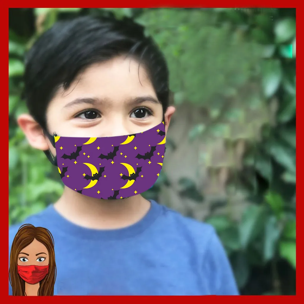 Halloween Print Face Mask For Child Kids Outdoor PM2.5 Dustproof Protection Mouth Adjustable Earloop Children Mouth-muffle | Спорт и