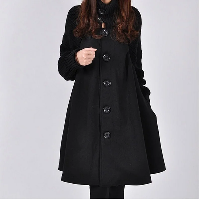 

XUXI Women New Autumn Winter 2021 Fashion Woman Long-sleeved Wool Overcoat Gown Loose Cotton Overcoat Manteau Cloak FZ767