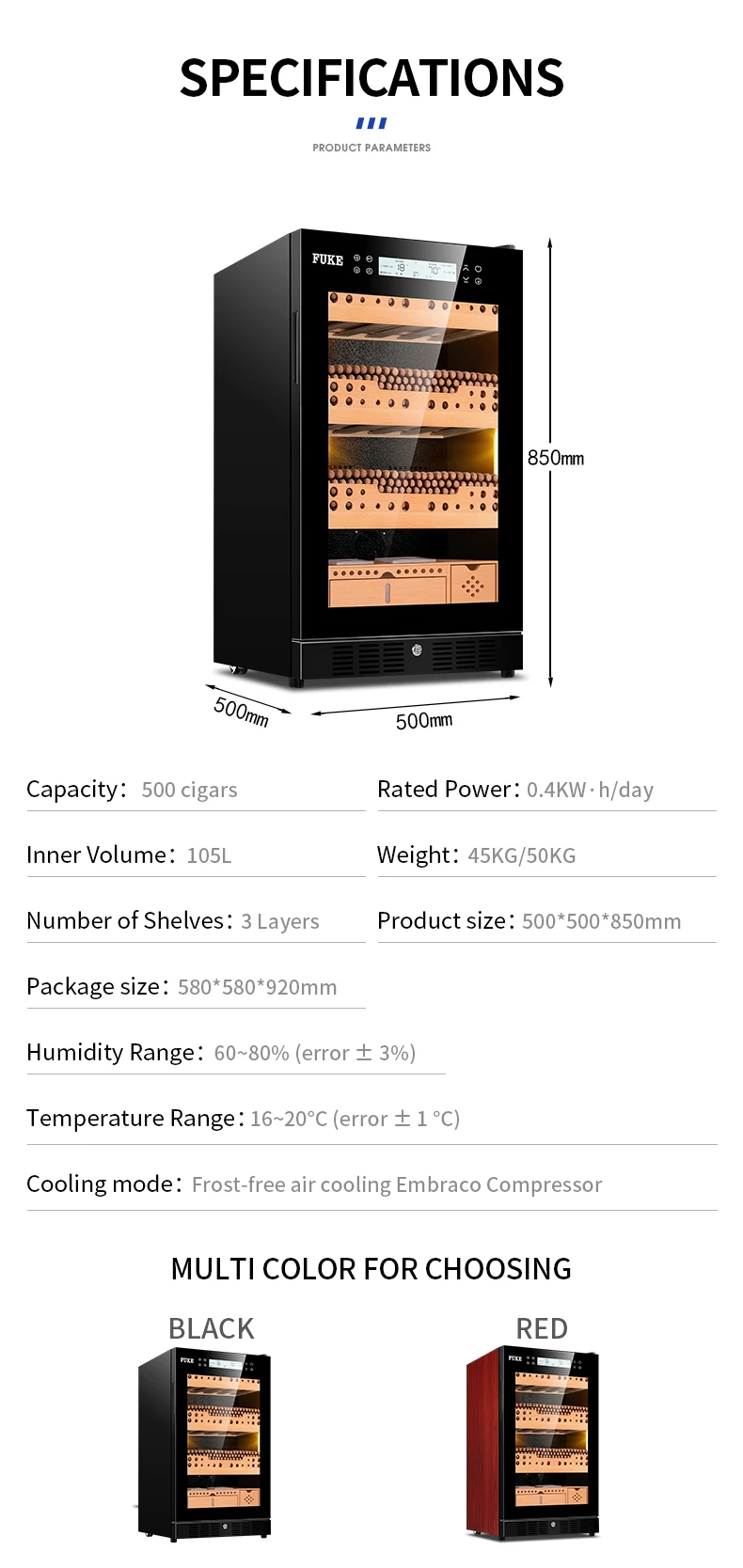 FUKE шкафчик для хранения сигар "humidor" светодиодный светильник Humidor кулер humidor шкаф охладитель сигар FK-28C