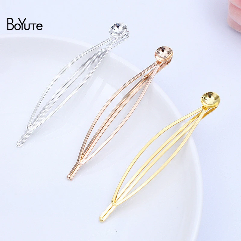 

BoYuTe (50 Pieces/Lot) 12.5*68MM Side Clip Bangs Clips Welding 8MM Cup Base Diy Hair Accessories Materials Wholesale