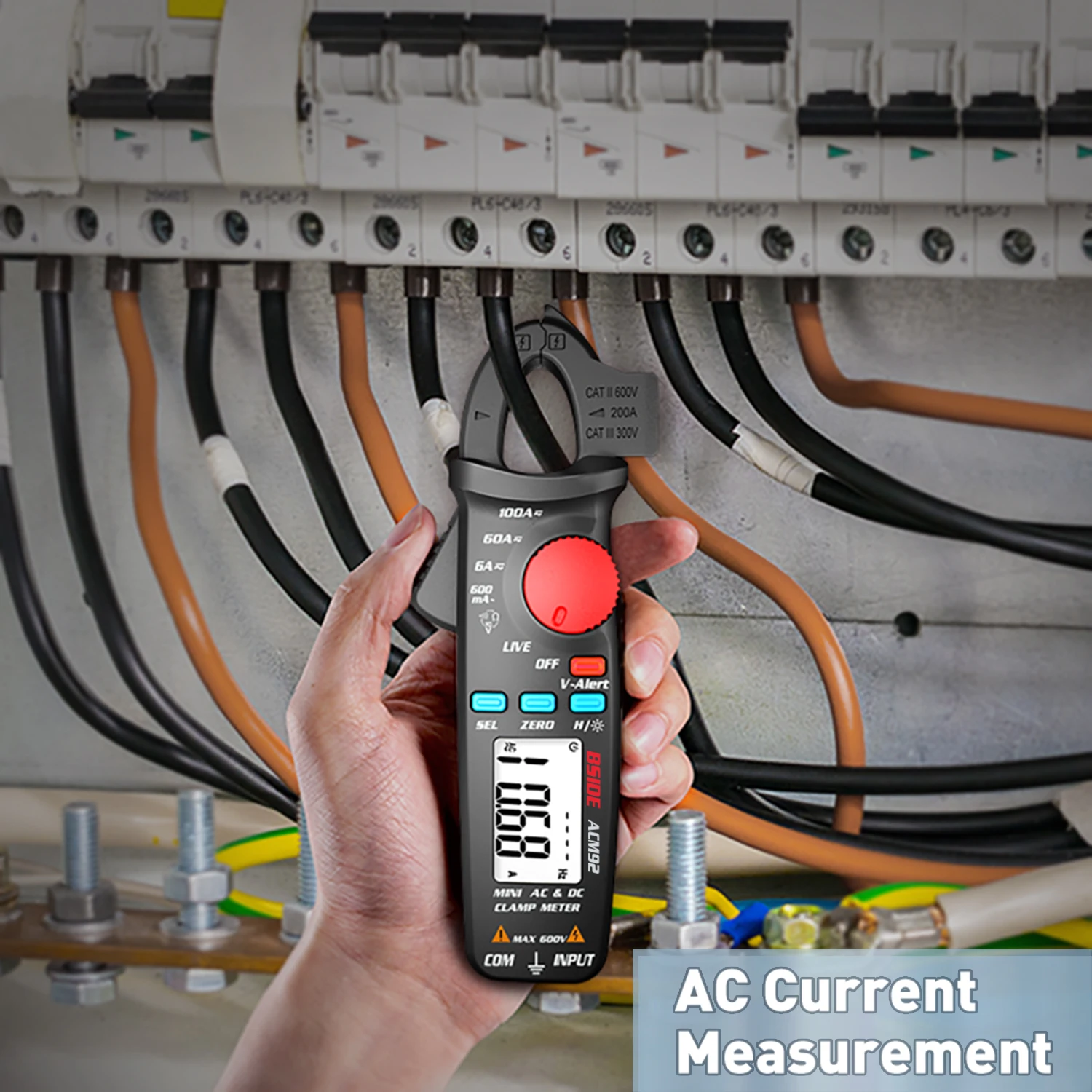 

ACM92 Digital Clamp Multimeter BSIDE DC AC Current Meter 100A 0.1/1mA Car repair Ammeter voltage Ohm Hz NCV Continuity Tester
