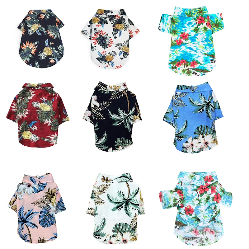 

Dog Shirts Clothes Summer Pet Printed Hawaiian Beach Clothes For Small Large Dogs Chihuahua Puppy T-shirt Clothing Pet Outfits &
