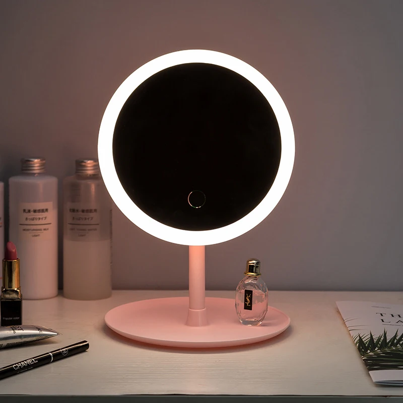 Led Light Makeup Mirror Storage LED Face Mirror Adjustable Touch Dimmer USB Led Vanity Mirror Table Desk Cosmetic Mirror
