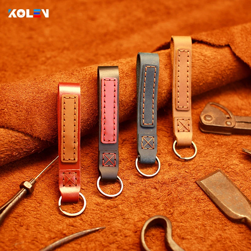 Брелок для ключей из натуральной кожи ручное плетение металлическое кольцо