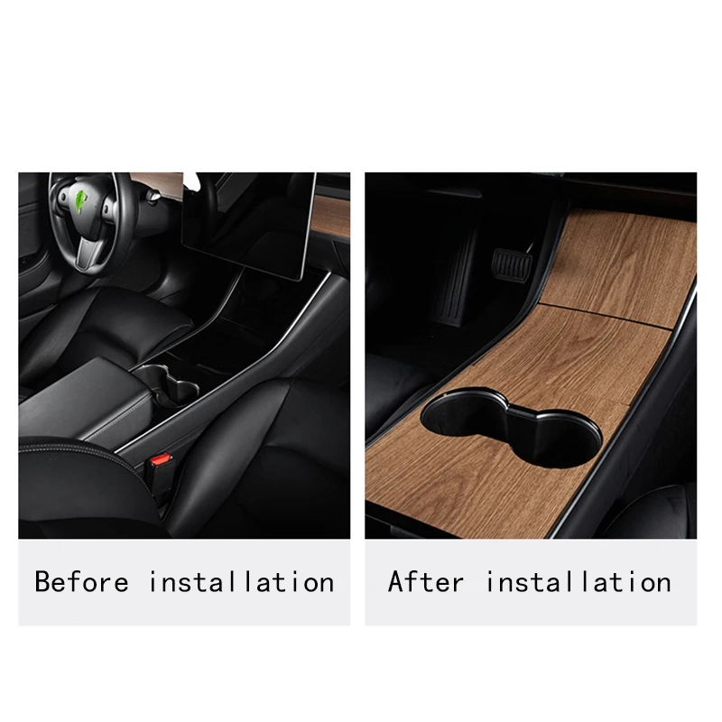 

Car Central Control Sticker Protective Film Scratch-Resistant Car Wood Grain Sticker for Tesla Model 3 Y