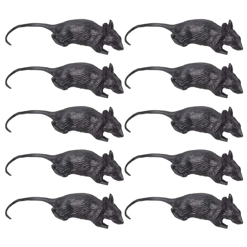 

10pcs Halloween Simulation Mouse Plastic Fake Mouse Interesting Prank Toys