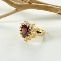 monlansher retro luxury red crystal cz stone large heart ring for women gold color brass rings vintage fashion wedding jewelry