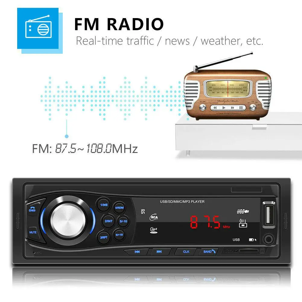HiMISS 12V SWM-1028 1 DIN автомобильный стерео MP3-плеер радио AUX TF карта U диск головной