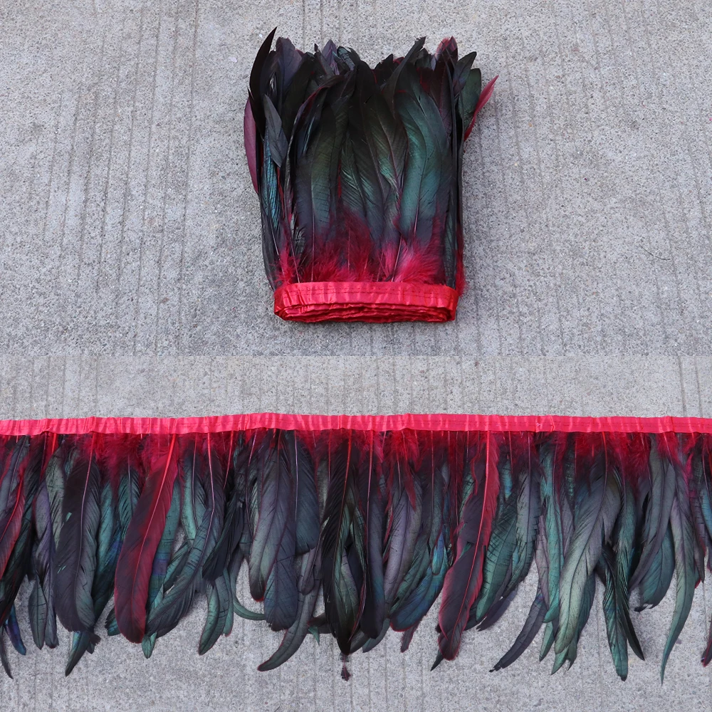 Двухцветные черные петушиные хвосты декоративные куриные перья 25-35 см для платья