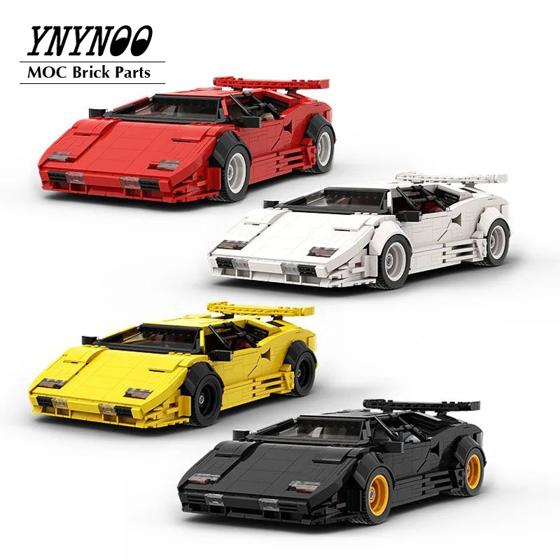 Новая супергоночная машина Countach LP5000 QV Red Hypercar Versionby MOC из блоков классические