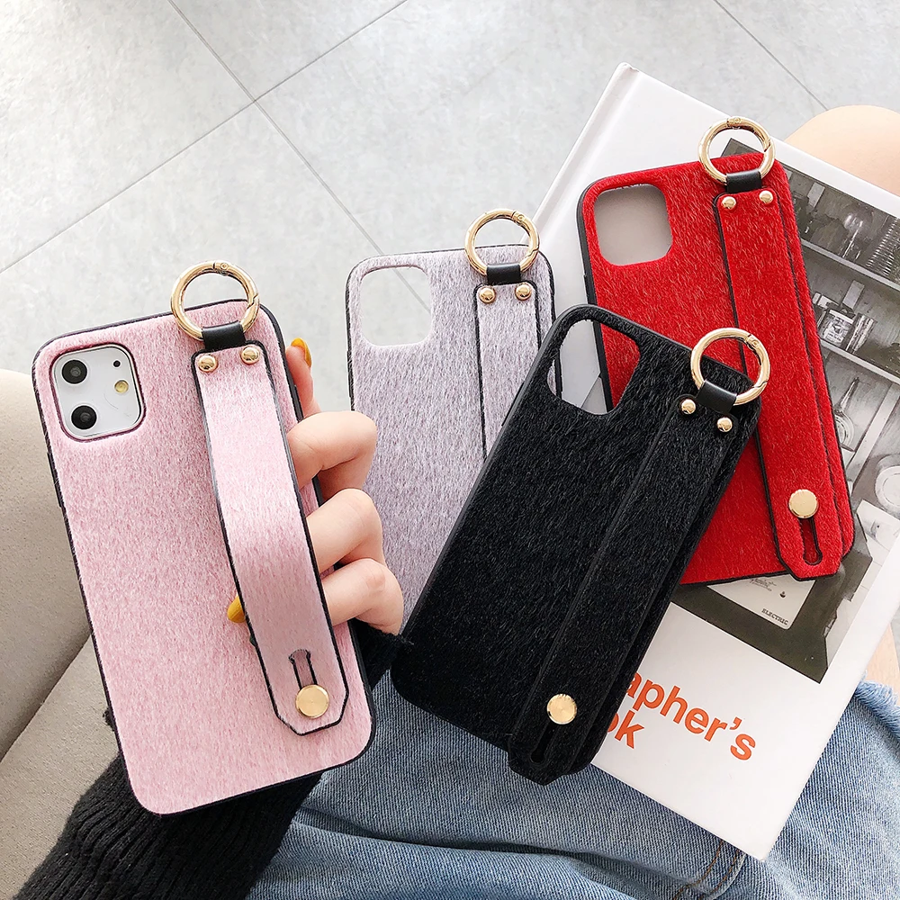 Зимний браслет плюшевый чехол для телефона iphone 11 Pro Max X XR XS 7 8 6 6S Plus ремешок