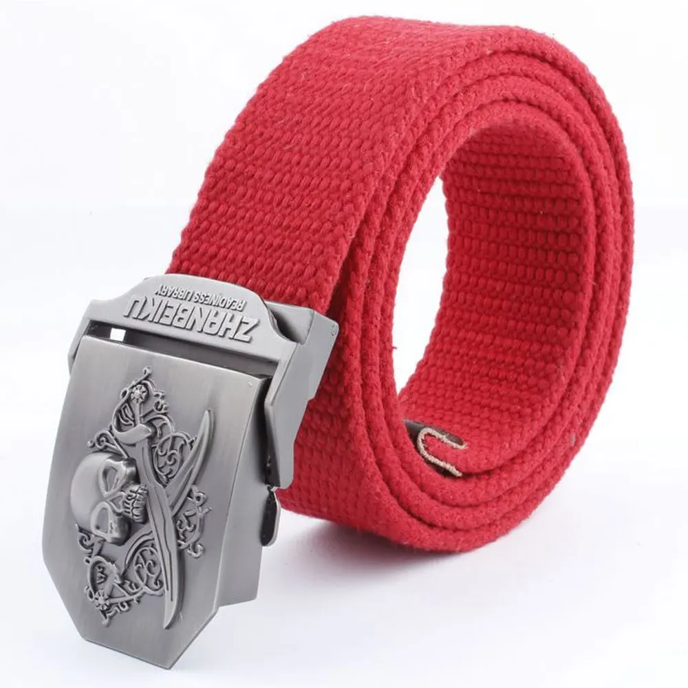 Style4 Red Мужской ремень, уплотненный холст, Нью-Йорк щит, ремни, военный пояс, армейский тактический ремень, высокое качество, ремень 110, 140 см, 10 цветов - Цвет: Style4 Red