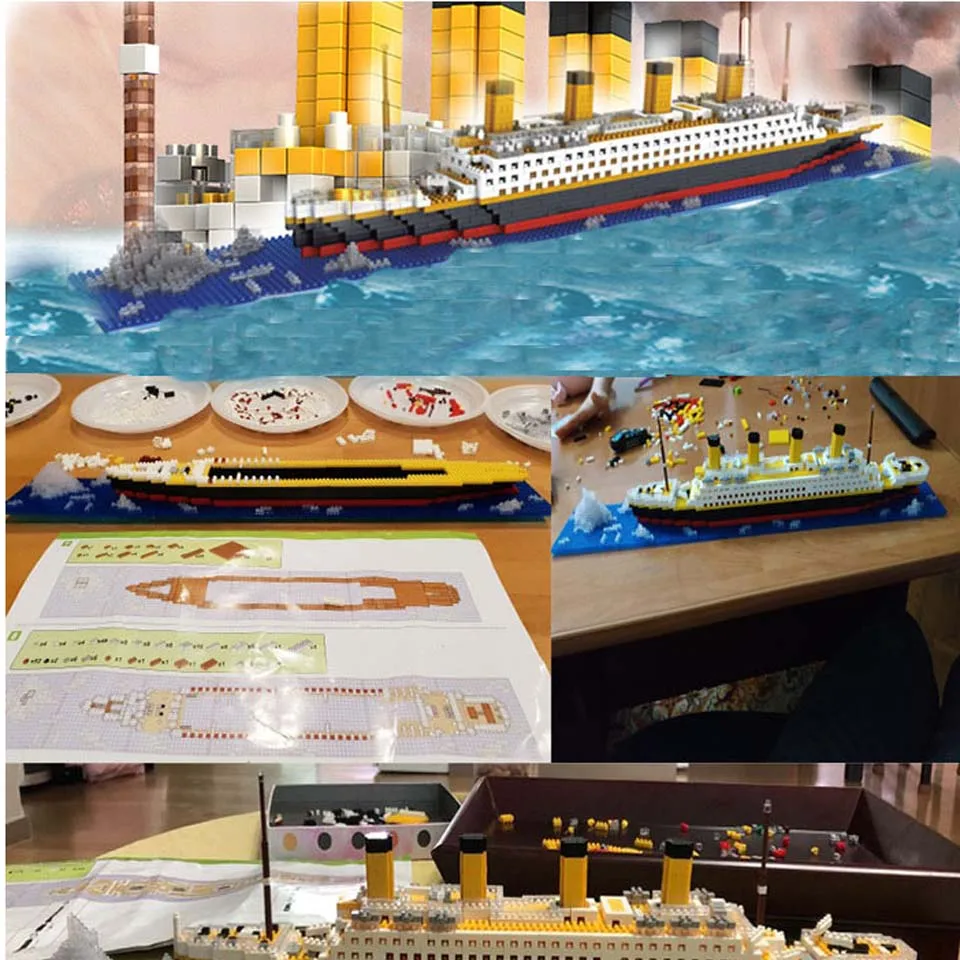 

LOZ 1860 pcs titanic cruise ship model boat DIY Diamond lepining Building Blocks Bricks Kit children toys Christmas gift