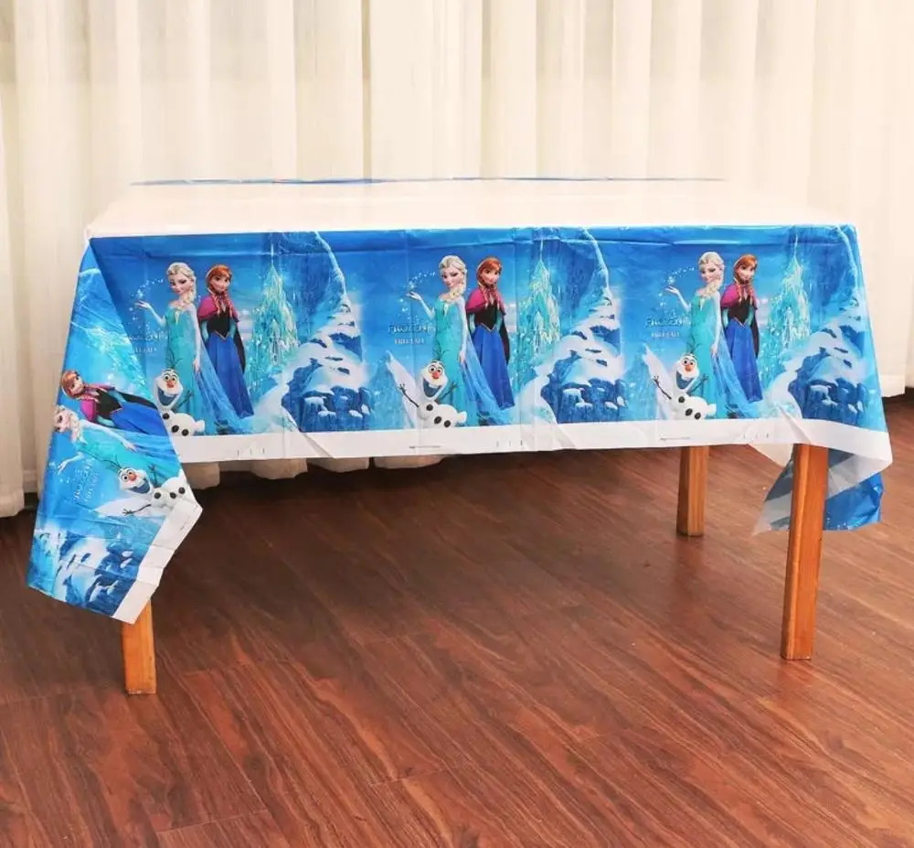 tablecloth 1 Вечерние украшения принцессы Эльзы и Анны для вечеринки в честь Дня Рождения; Детский комплект Эльзы для дня рождения; праздничные принадлежности для дня рождения - Цвет: tablecloth 1