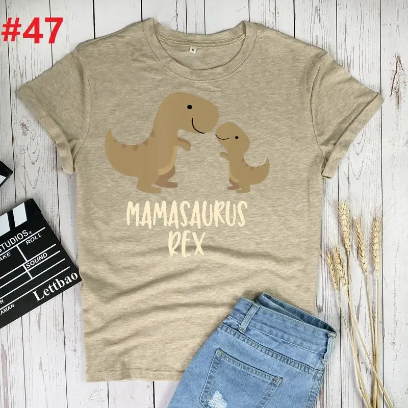 

Mamasaurus T-Rex Dinosaur Mama Tshirt Women Cartoon Tops T-shirt Streetwear Harajuku Unisex Graphic Tees Female T Shirt