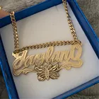 AurolaCo пользовательское имя ожерелье изготовленное на заказ золотистого и серебристого цвета из нержавеющей стали, тонкая цепочка, табличка с именем, бусы, подарки для женщин