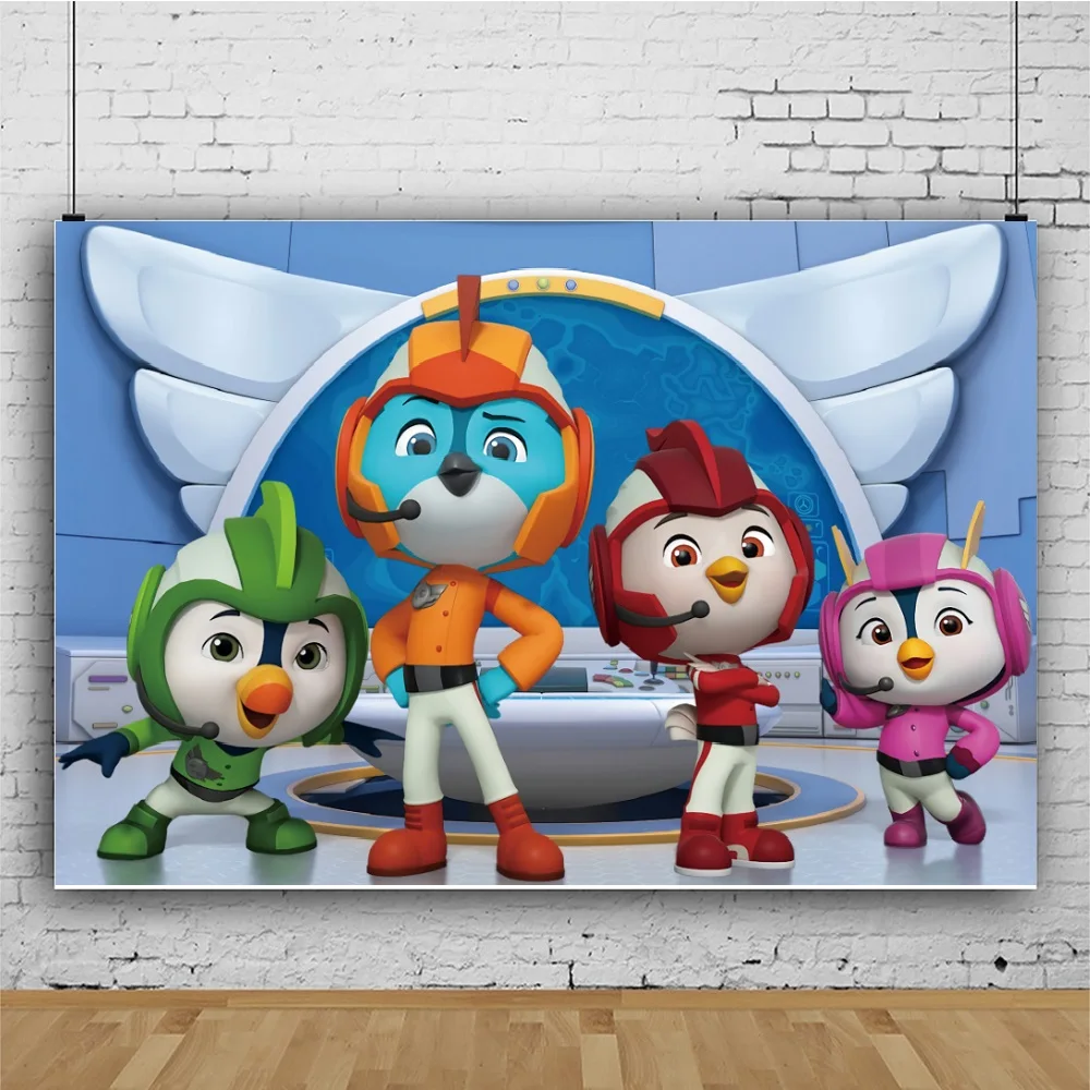 

Cartoon Birds Super Wing Top Background for Portrait Photography Kids Happy Birthday Decors Backdrops Photocall Studio