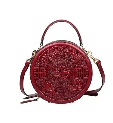 SUWERER Women Genuine Leather bag fashion cowhide Embossed bag luxury handbags women bags designer famous brand women bags - Цвет: Red