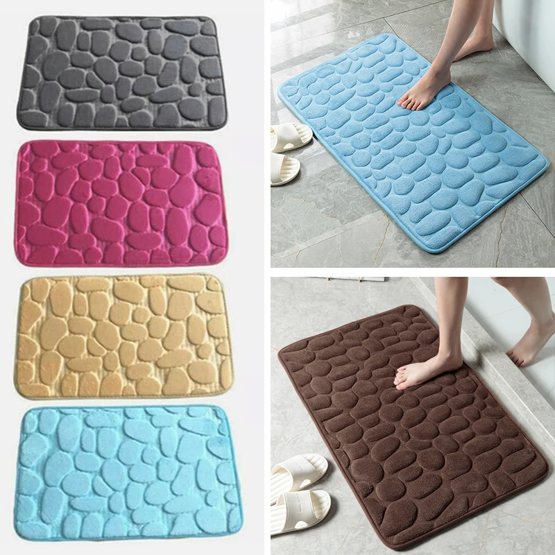 

Home Bathroom Mat Non-slip Pebble Carpets Absorbent Lavatory Bedroom Floor Toilet Rug Bathroom Decor Mat 40*60cm 50*80cm
