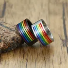 Разноцветные мужские и женские радужные ЛГБТ кольца KOtik, обручальные кольца из нержавеющей стали, кольца Lebian  геев, Прямая поставка