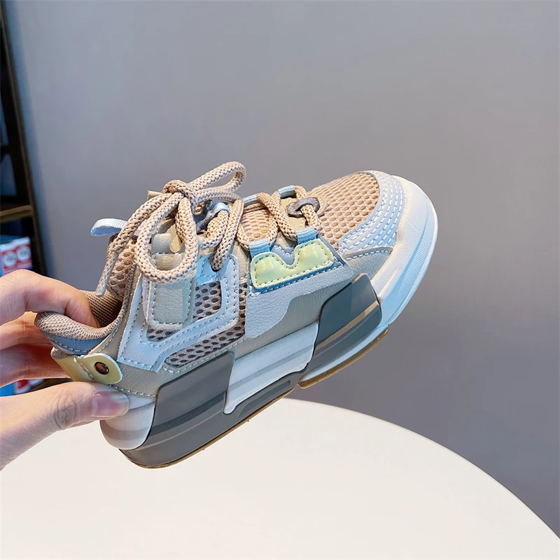 

New Spring Children Casual Shoes Hook & Loop Flats Kids Sneakers Student Sports Shoes Boys Girls Mesh Baby Breathable 03