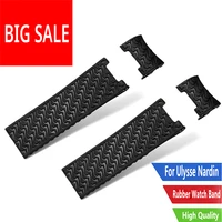 carlywet 22mm black brown high quality waterproof silicone rubber replacement wrist watch band strap belt for ulysse nardin