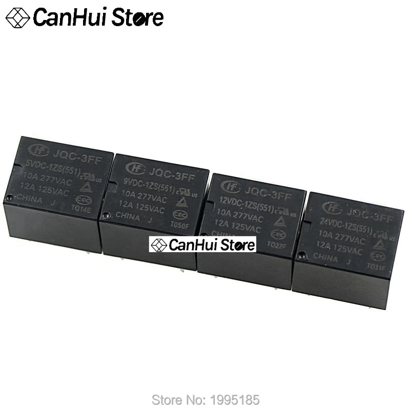 5 шт. высокочастотное реле JQC -3FF- 5VDC / 9VDC 12VDC 24VDC -1ZS(551) 5-контактное 10A HongFa |